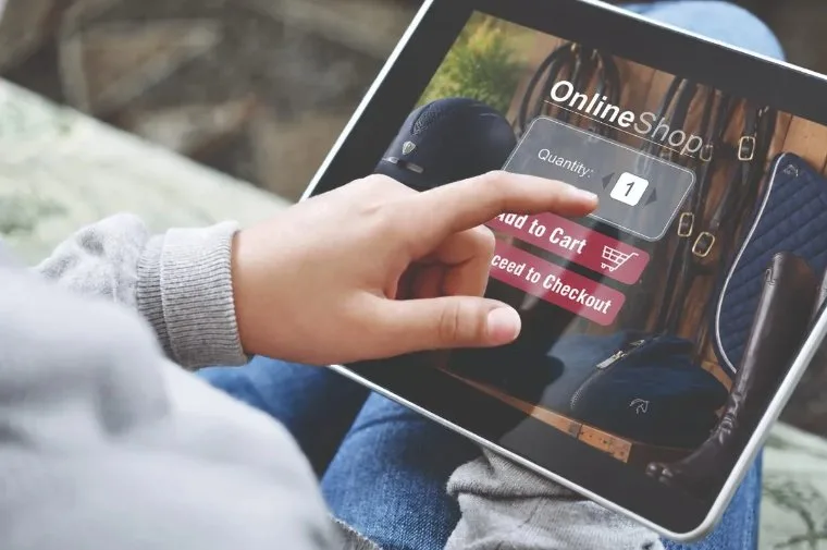 Customer shopping for tack online